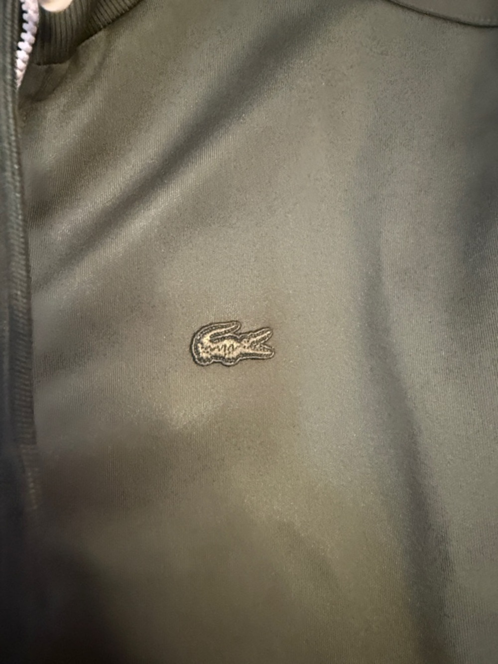 Lacoste Olive Green Full Zip Track Jacket Men’s Medium White Zip Minimal Sport - Picture 3 of 10